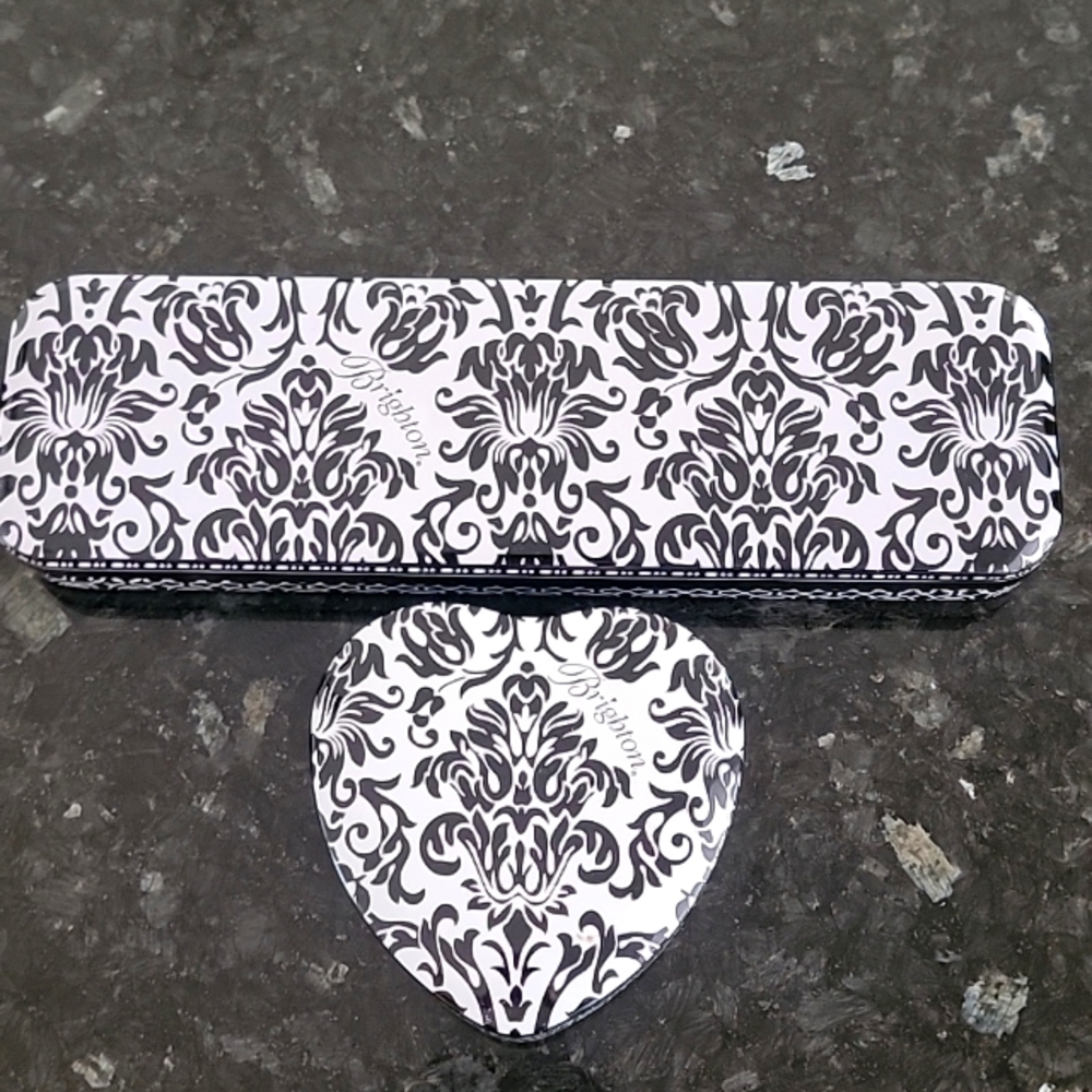 Brighton Collectable Heart and Oblong Jewerly Boxes Set of Two Black & W…
